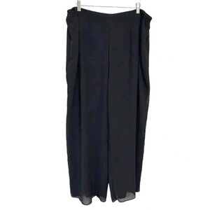 Dana Kay Wide Leg Chiffon Overlay Pants 22W Black Palazzo Plus Size Dressy